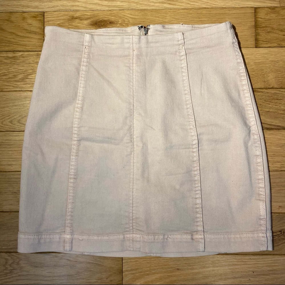 Free People Modern Femme Denim Mini Skirt in Tan Camel size 6 - Picture 2 of 10